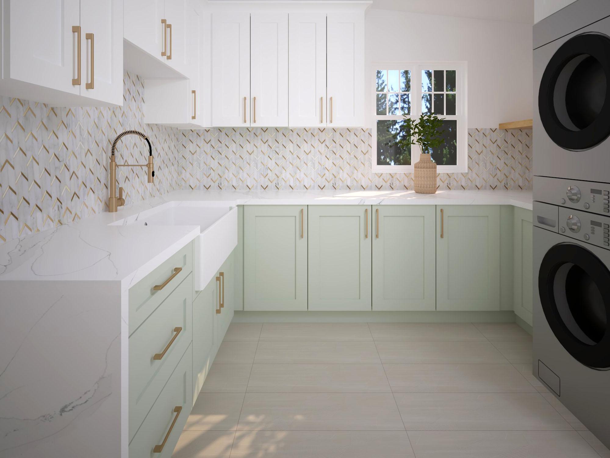 Pistachio Green Kitchen Cabinet